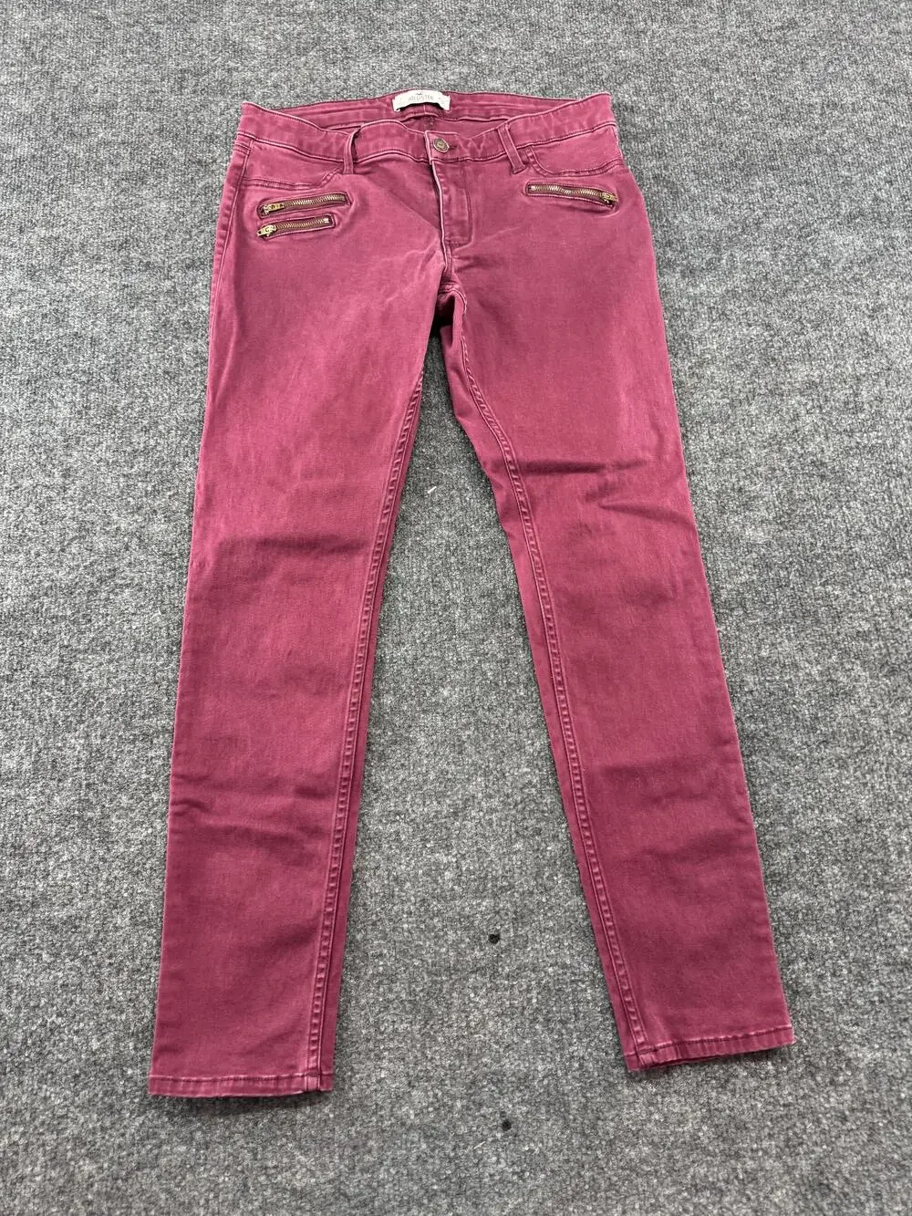 Hollister Jeans Juniors 7 Pink Slim Skinny Stretch Zipper Pocket Denim Pants
